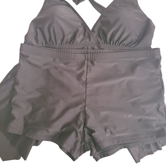 Bathing Suit Shein Womens Black Halter Swim Top With Shorts Set Size 3XL - Picture 3 of 12